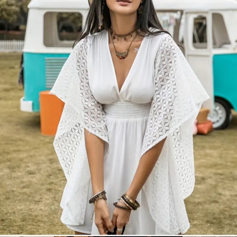 White and Lace Mini Dress